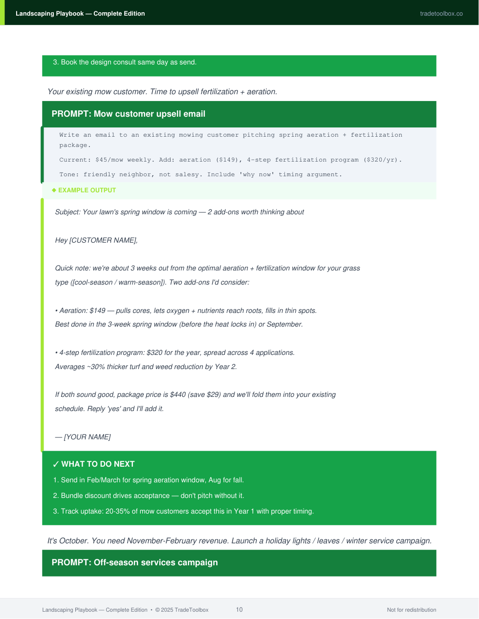 Page from the Landscaping Complete Playbook