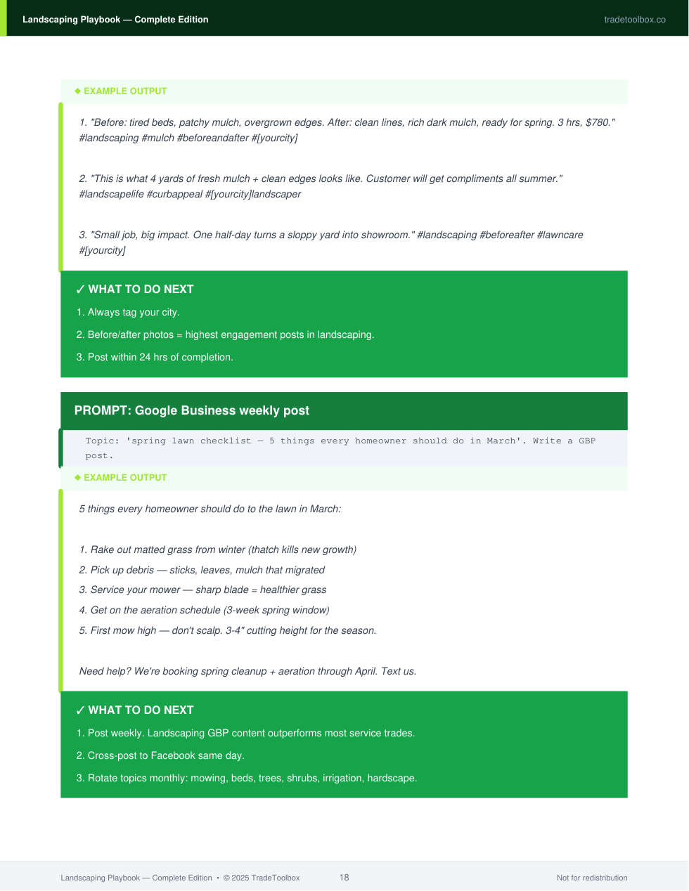 Another page from the Landscaping Complete Playbook